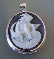 Silber 925 Anhänger im Jugendstil Retro Design 55 x 44 mm