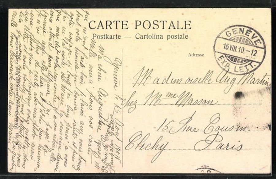 Cartoline postali: Genève, Ecole de chimie, circulée 1910 – Usato da Frauenfeld venduto da POML 1
