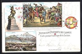 Litho Altdorf, Teilansicht, Tellmonument