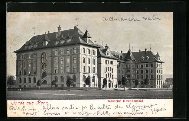 Ansichtskarten: AK Bern, Kaserne Beundenfeld, 1905 – Gebraucht aus Berlin von bartko-reher