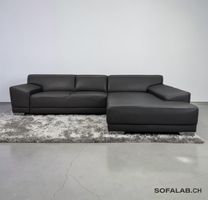 Ecksofa aus Büffelleder, Anchor Grey, mit Bettfunktion