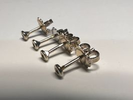 Weissgold Ohrstecker Rohlinge, Zargenfassung für Edelsteine