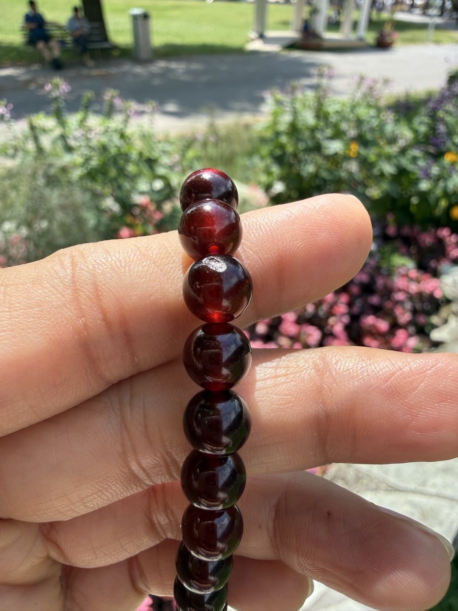 Bracciali & Braccialetti: Echtes Rotes Granat Armband 8mm-Edelstein Schmuck – Nuovo (secondo la descrizione) da Jegenstorf venduto da SteinGlanz 3