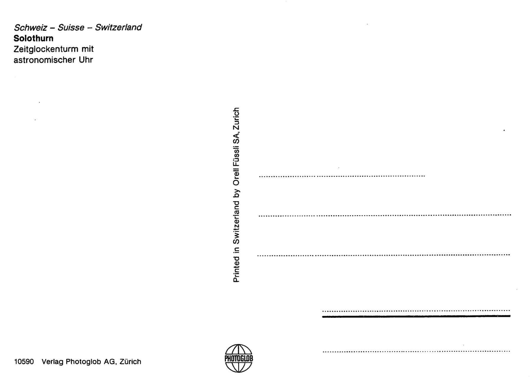 Cartoline postali: SO - Solothurn, Zeitglockenturm – Usato da Ottikon b.Kemptth. venduto da Neptun1974 1