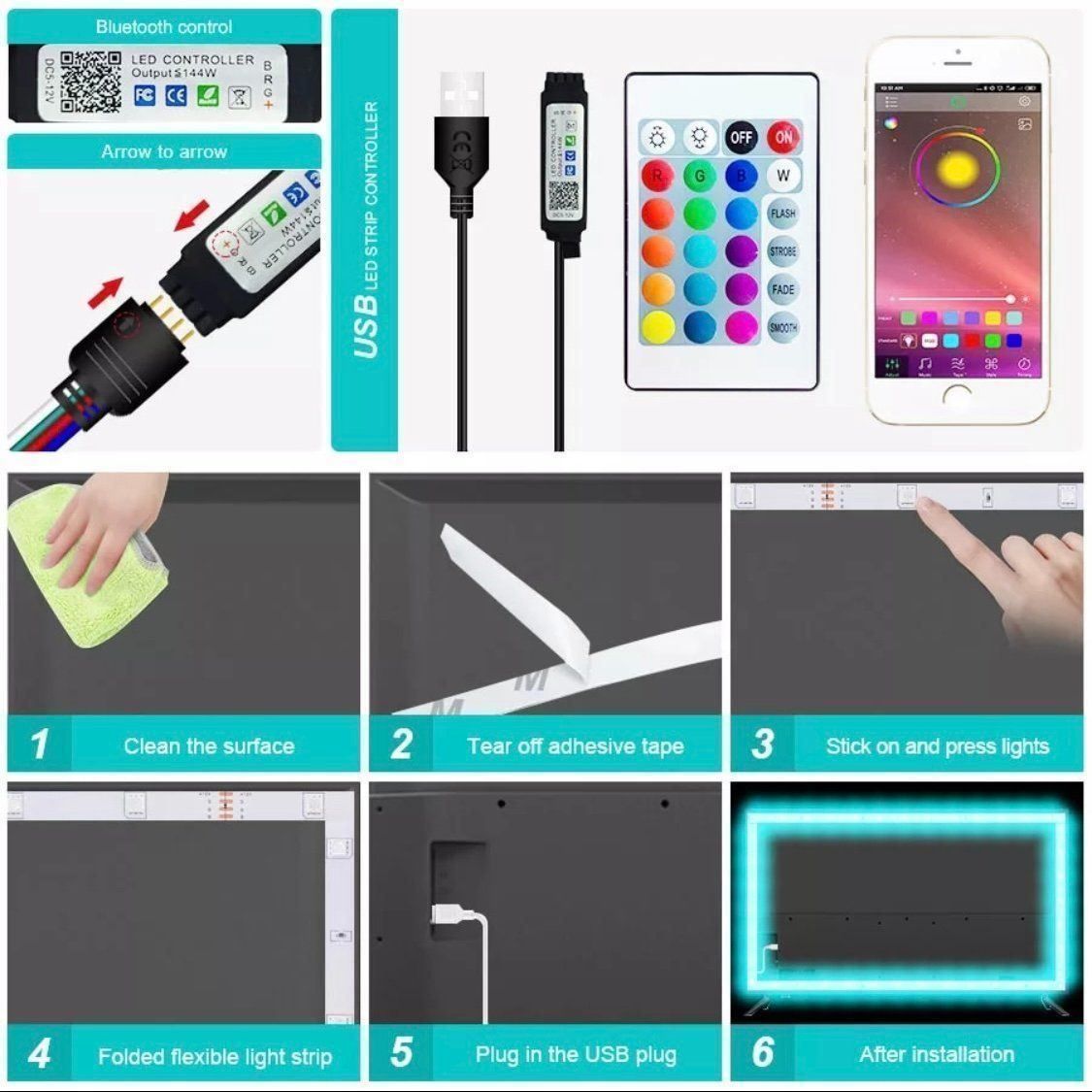 Ghirlande e barre luminose: LED Strip RGB 5m USB - NEU – Nuovo (secondo la descrizione) da Frauenfeld venduto da MrSalesman 5