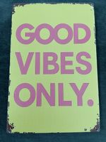 📌 Good Vibes Only gelb/pink used look 13x20 cm neu