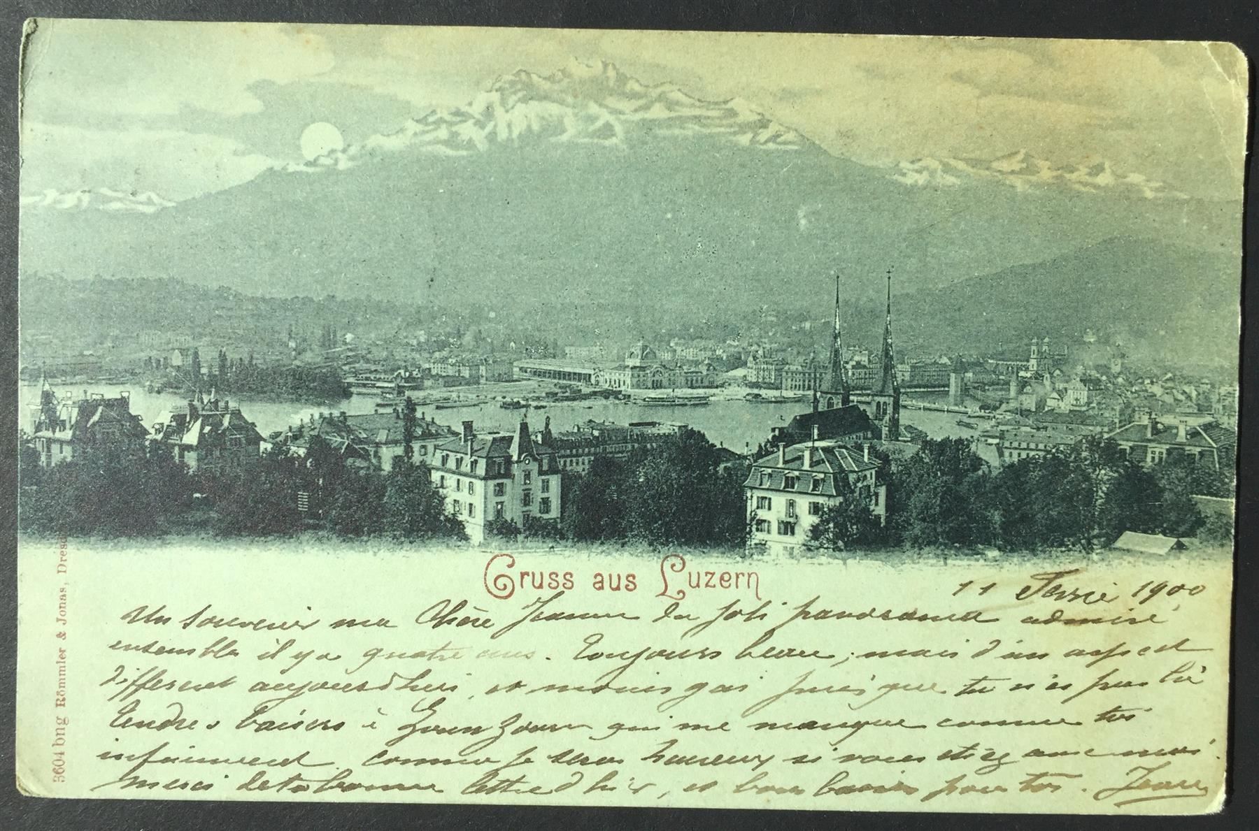 Cartoline postali: Gruss aus LUZERN Mondschein 1900 – Usato da Jona venduto da philajona