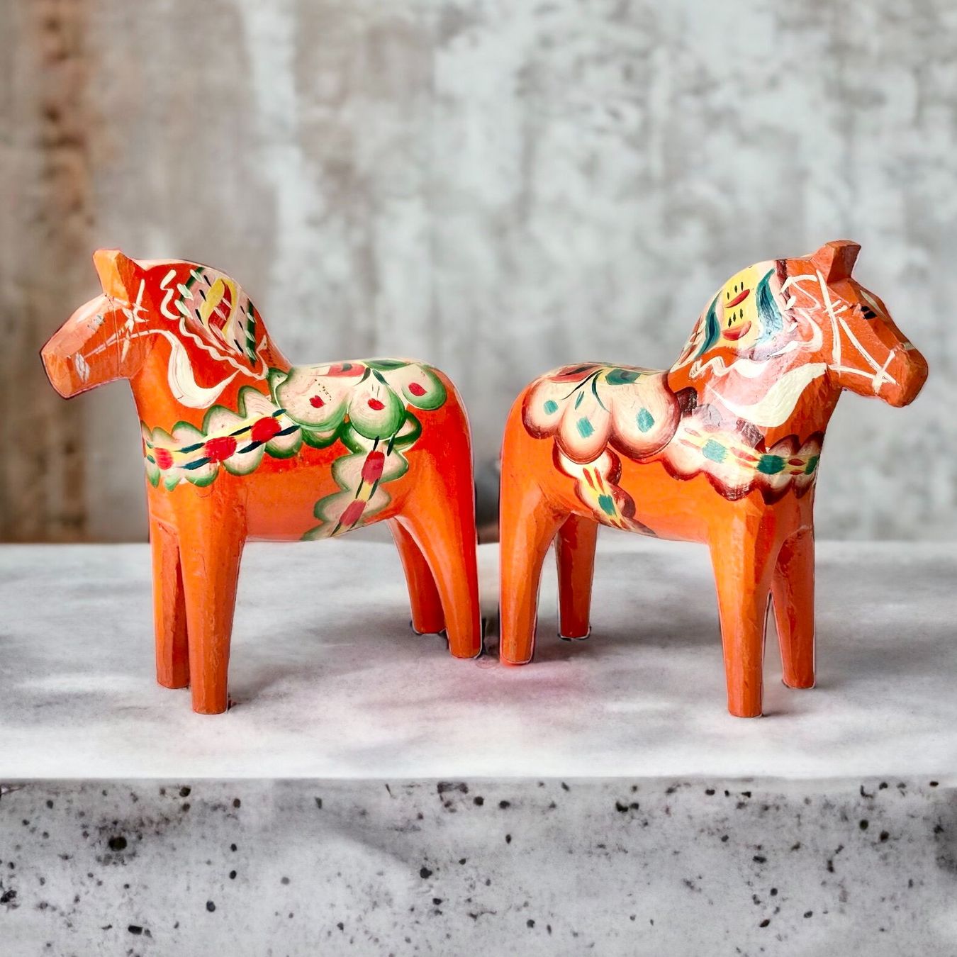 Cheval Dala Suédois Vintage - Sculpté Et Peint à La Main - Figurine Cheval Blanc