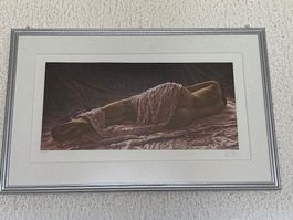 Willi Kissmer  Farbradierung "Liegende II"