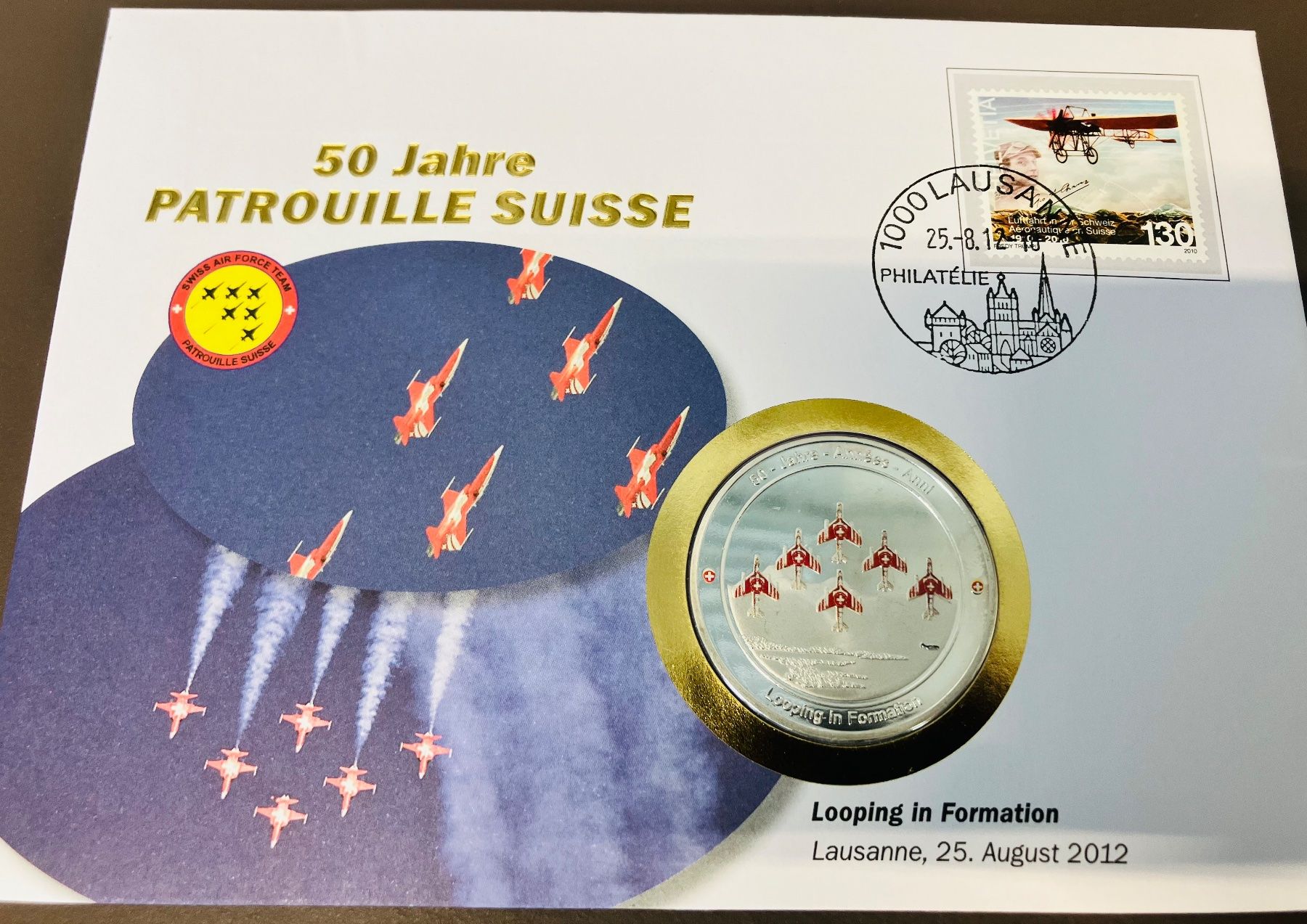Medaillen: Patrouille Suisse  Numisbrief versilberte Medaille 2012 – Gebraucht aus Merenschwand von Garfield2026 1