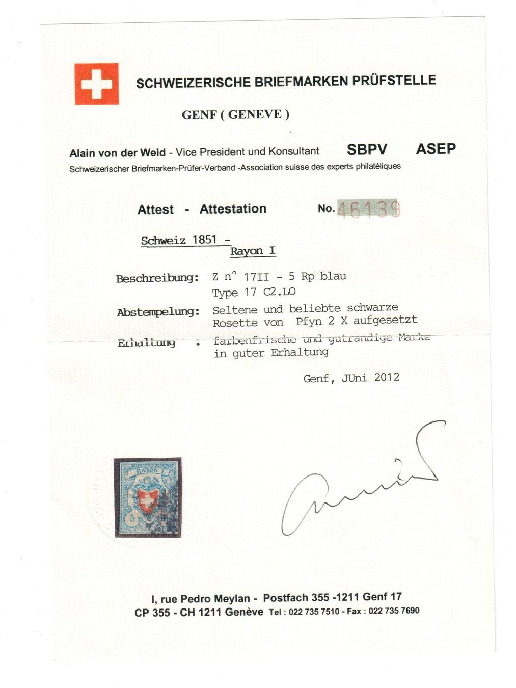 Alle Briefmarken: ALTSCHWEIZ «Rayon I, hellblau, ROSETTE VON PFYN» – Gebraucht aus St. Gallen von MuellerFamilyOffice 1