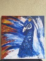 Abstrakte Malerei Pfau modern Acryl auf Leinwand 2021