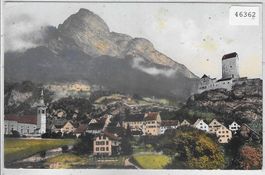 Saragans - Dorf und Schloss - Litho