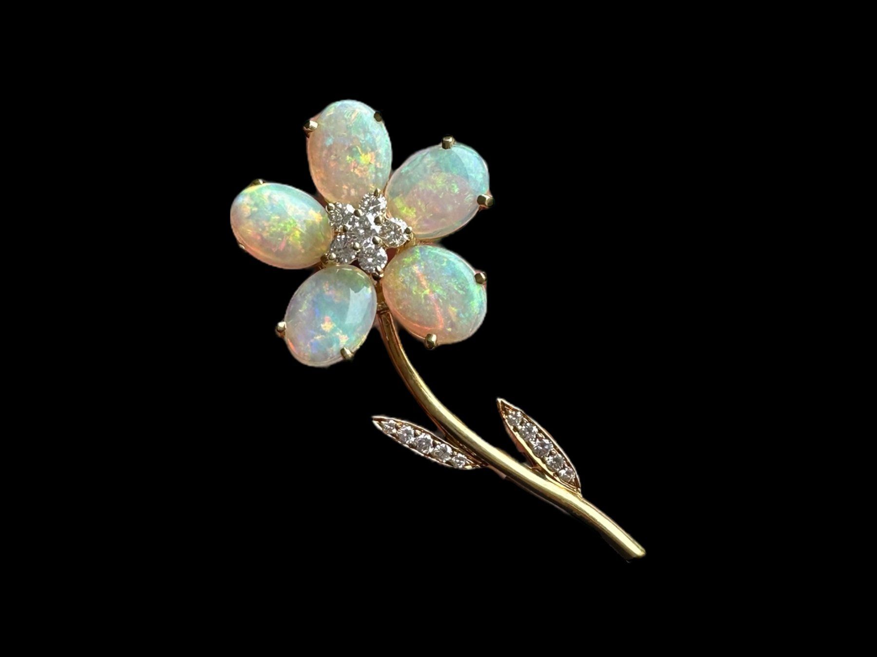 Spille & Fermagli: TIFFANY & CO, Opal - Diamanten - Blumenbrosche – Usato da Zuzwil SG venduto da artimmo 3