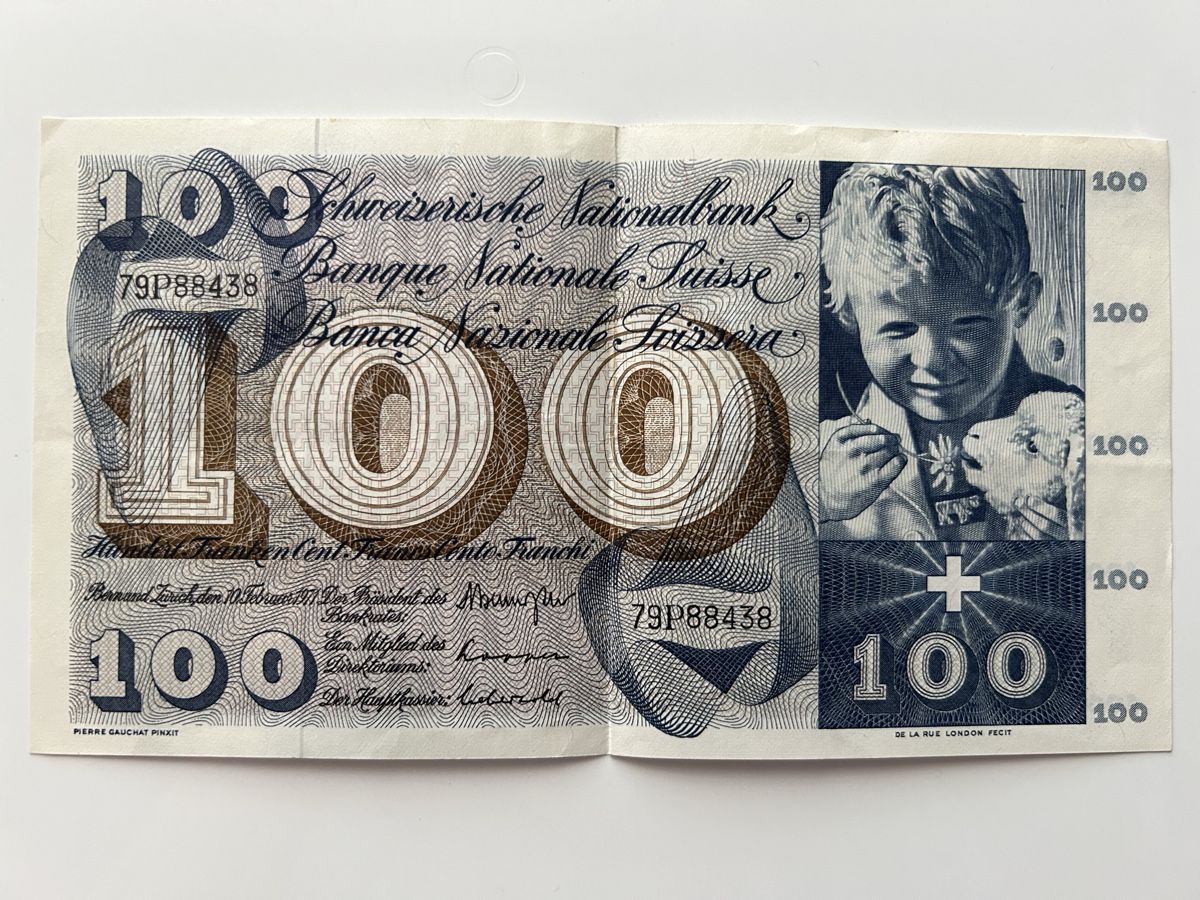 Billets de banque: Banknote Schweiz 1971, 100 Franken – D'occasion à Luzern par dakes