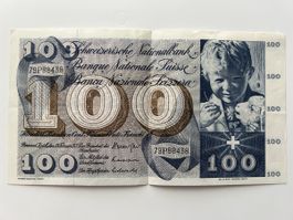 Banknote Schweiz 1971, 100 Franken