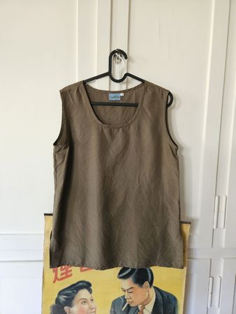 Vintage 100% Pure Seide, Seidentop olive DeVille