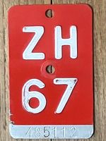 ZH 67 - VELONUMMER - FAHRRADSCHILD - PLAQUE DE VELO - ZH 67