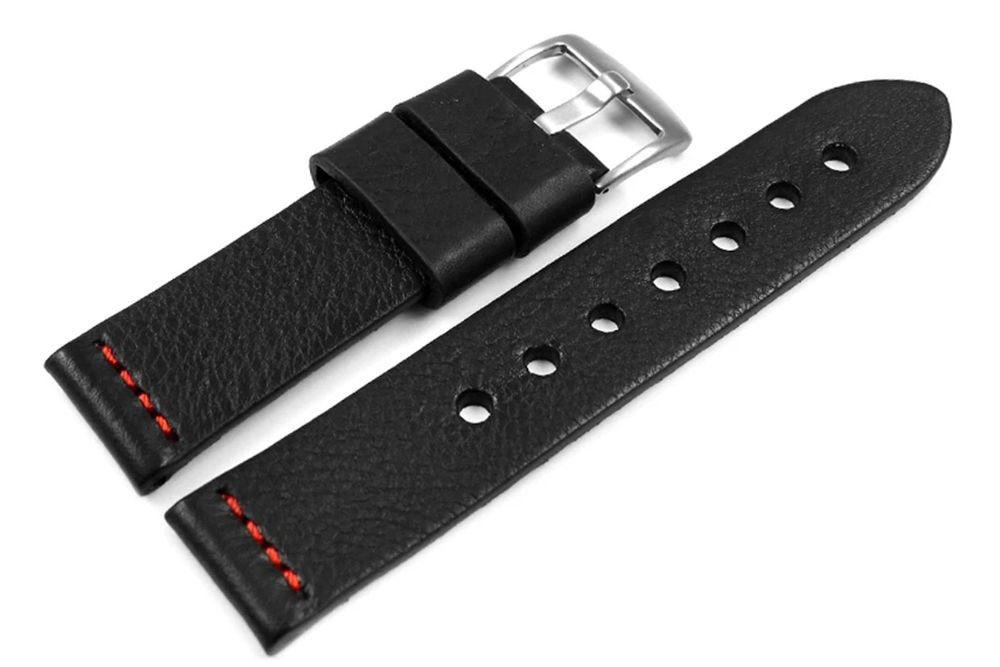 Uhrenarmband Ranger massives Kalbsleder 22mm schwarz/rot 1