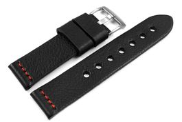 Uhrenarmband Ranger massives Kalbsleder 22mm schwarz/rot