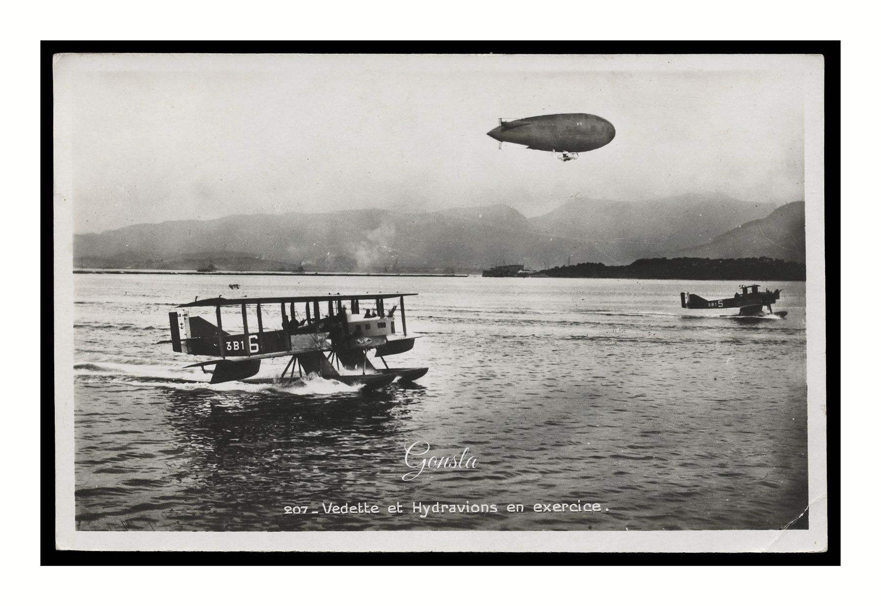Cartoline postali: VEDETTE - 1941 + "Hydravions et Dirigeable en Exercice" – Usato da Onex venduto da Lagorel01