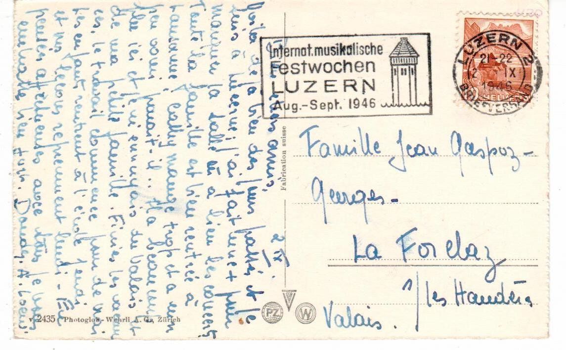 Cartes postales: Luzern 1946 – D'occasion à Wolhusen par Curver9 1