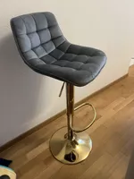 Barhocker Samt grau Gold höhenverstellbar