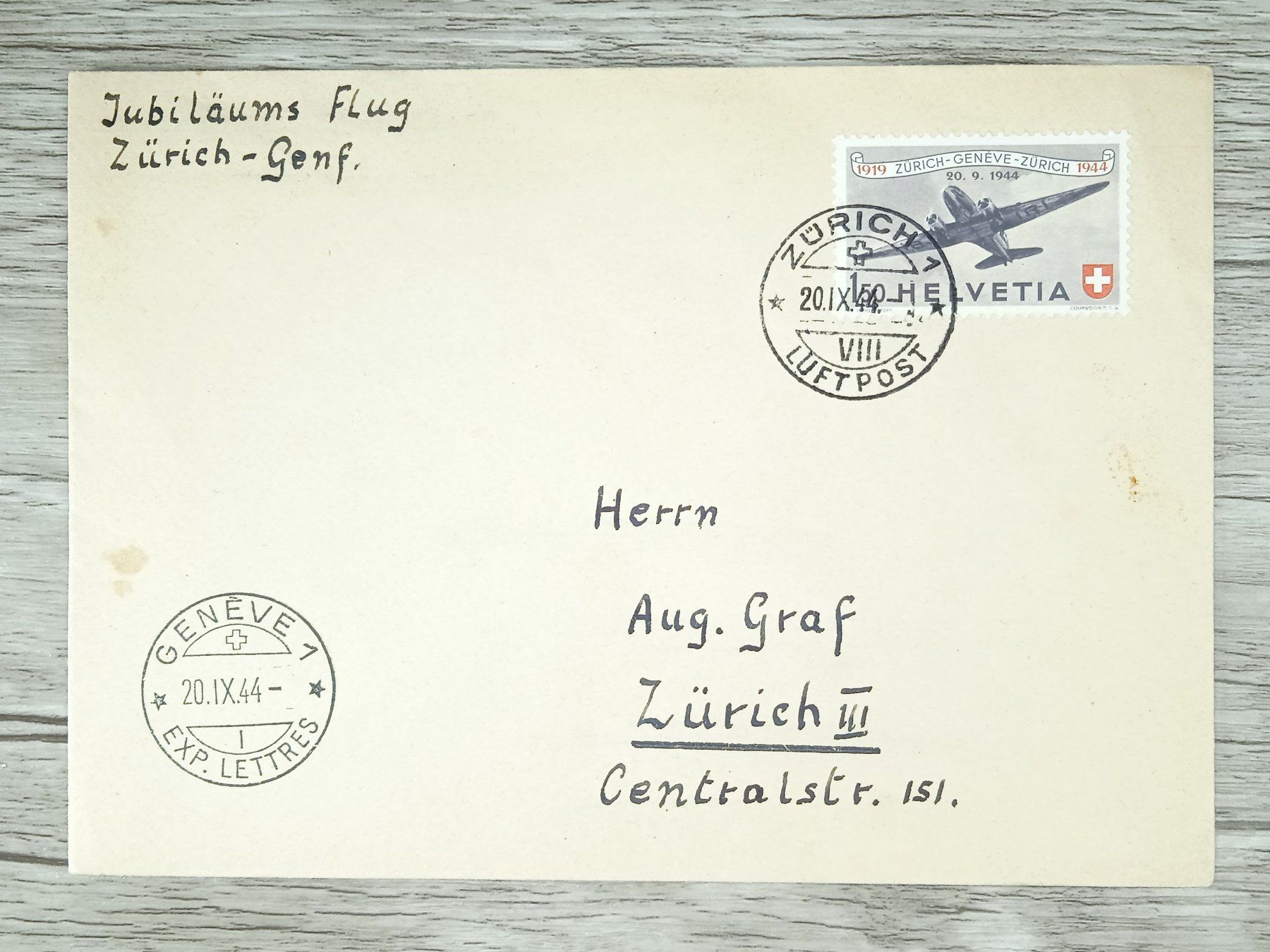 Tutti i francobolli: TR02 Enveloppe + Timbre Suisse 1944 – Usato da Cousset venduto da Patrick_Collections