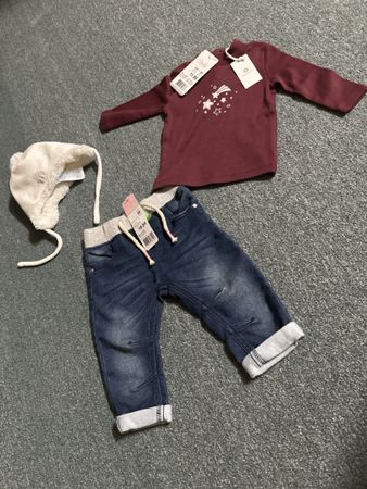 Baby Set Smile Hose Pulli und Mütze Grösse 68 neu