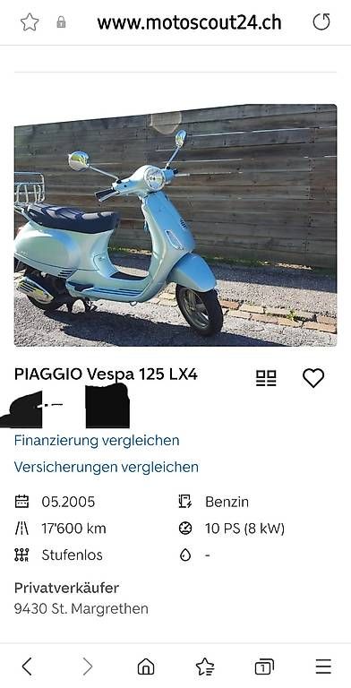 Vespa Scooter: Vespa LX125 – Usato da St. Margrethen SG venduto da Jog4 1