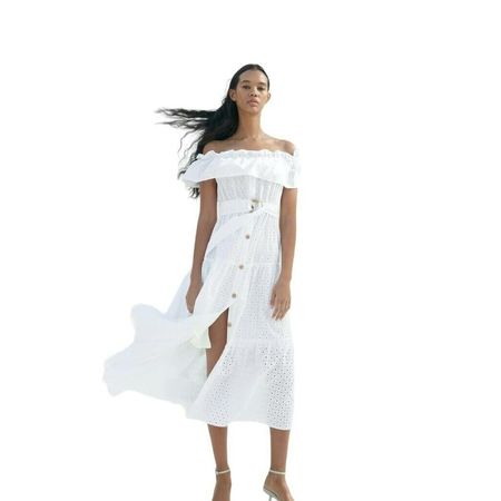 ZARA Kleid Weiss Lochspitze EUR M