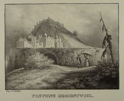 FESTUNG HOHENTWIEL BADEN-WÜRTTEMBERG, LITHOGRAPHIE UM 1840