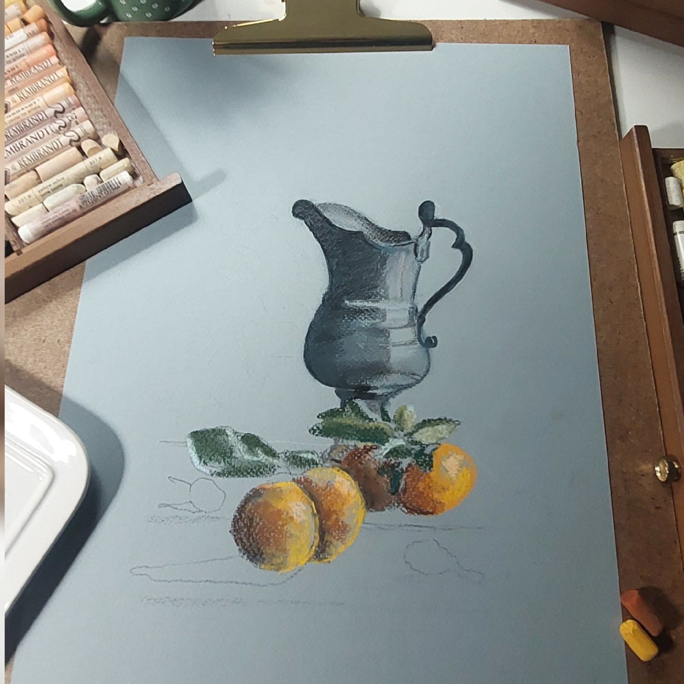 Gemälde: Orig.Pastellbild "Silber Karaffe mit Mandarinen" signiert. – Neu und originalverpackt aus Ostermundigen von LorisHome 2