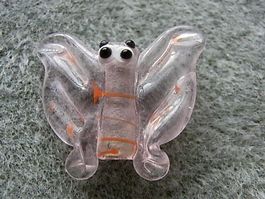 2 Perlen Glas Schmetterling 15mm transparent, innen bunt