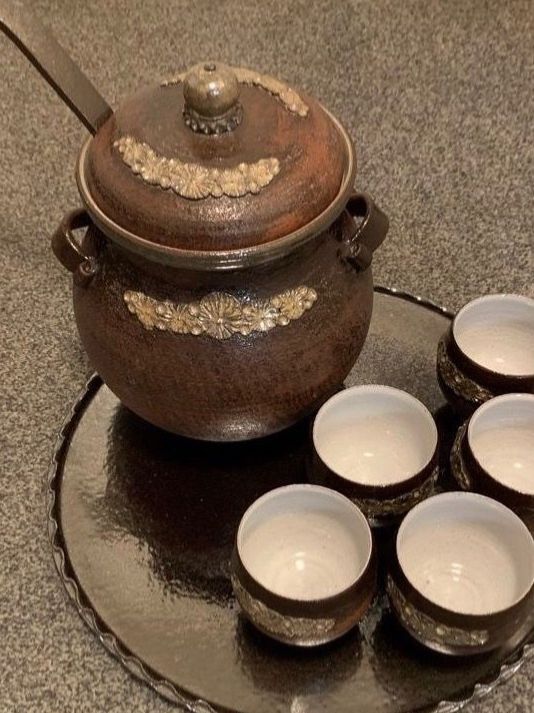 Pentole: Keramik Topf mit Schöpfkelle & Tassen – Nuovo e nell'imballaggio originale da Erlenbach ZH venduto da Ritschly