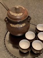 Keramik Topf mit Schöpfkelle & Tassen