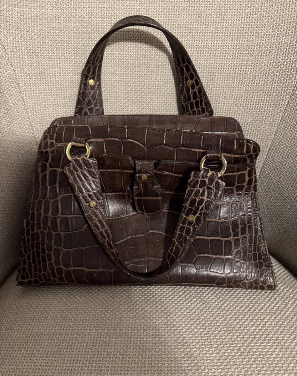 Borse da donna: Aigner Brown Leather Croco Bag, Excellent Condition! – Usato da Rüschlikon venduto da luc_q2tl