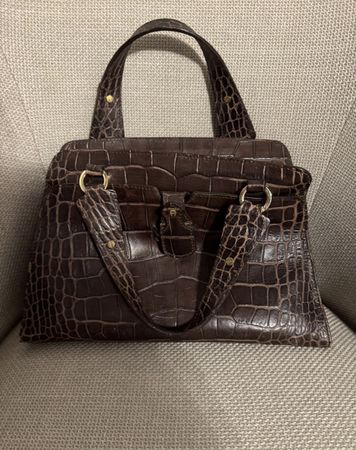 Aigner Brown Leather Croco Bag, Excellent Condition!