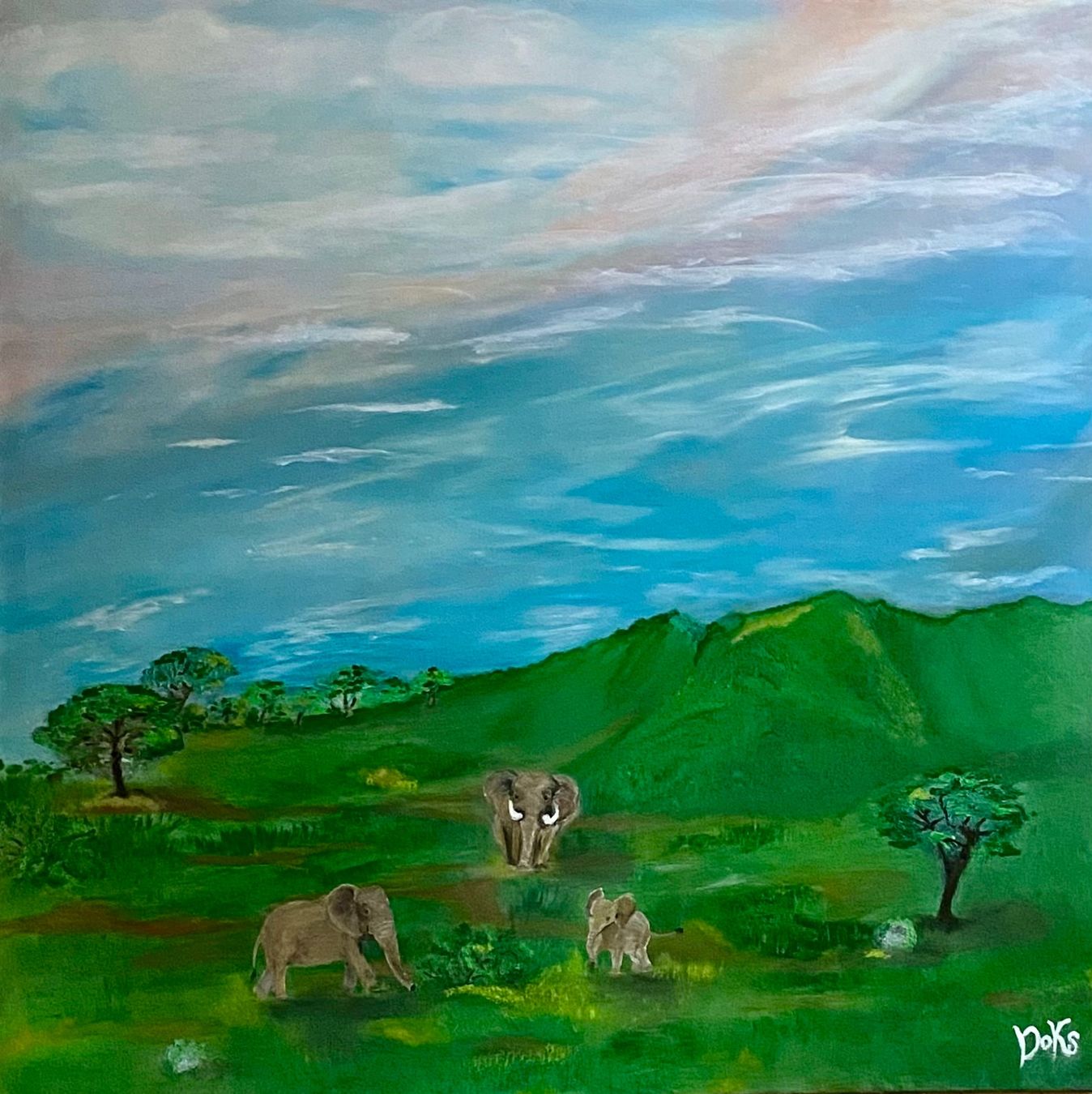 Gemälde: Afrika-Oil Leinwand Bild Kunst Doks – Neu und originalverpackt aus Beromünster von dok_b8mf 8
