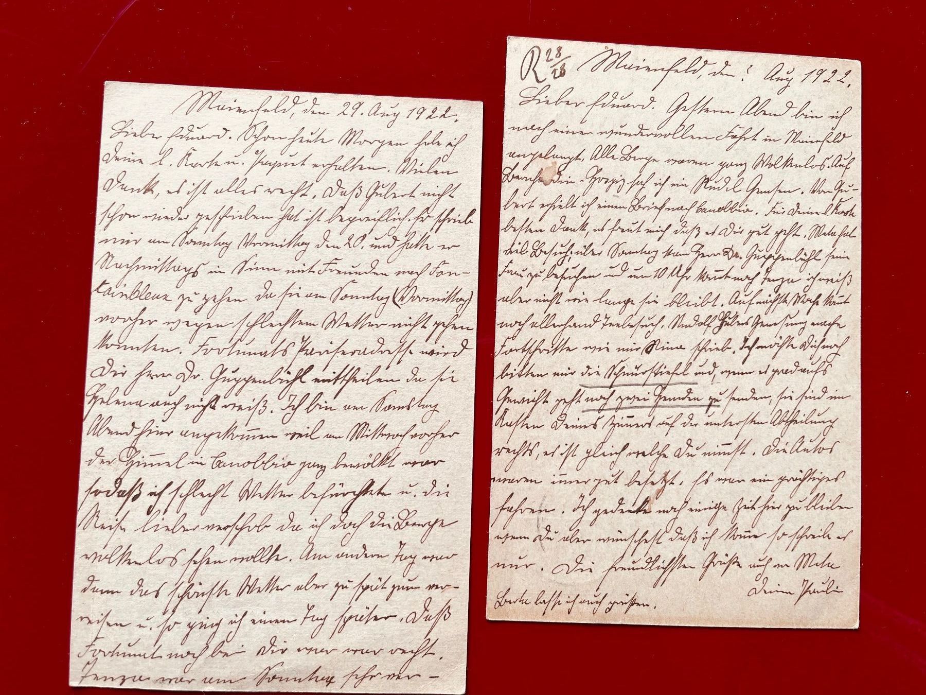 Cartoline postali: 4 Schweizer Postkarten, beschrieben, gestempelt von 1922 – Usato da Adliswil venduto da eri.40 5