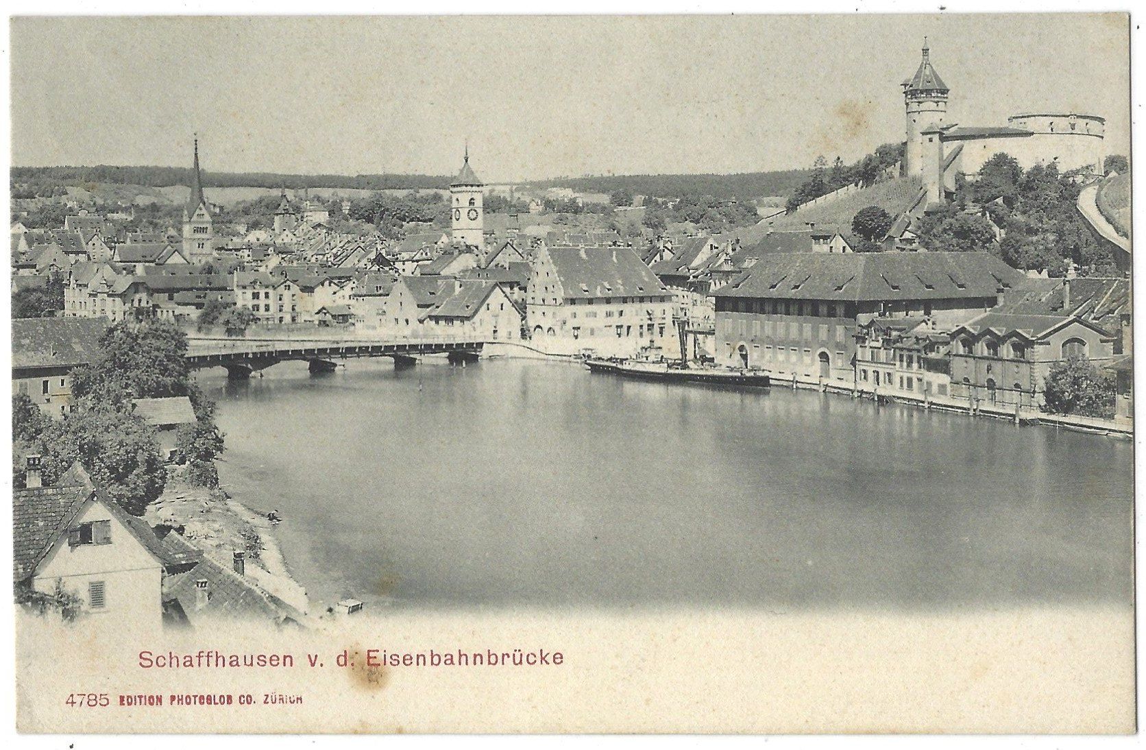 Cartoline postali: Schaffhausen  v.  d.  Eisenbahnbrücke – Usato da Bütschwil venduto da Jackson1A