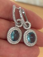 Luxus Elegante Zirkonia Ohrstecker Farbe:Silber / Blau