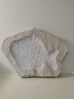 Fisch Relief aus Stein, Wanddeko, Unikat. (nov509)