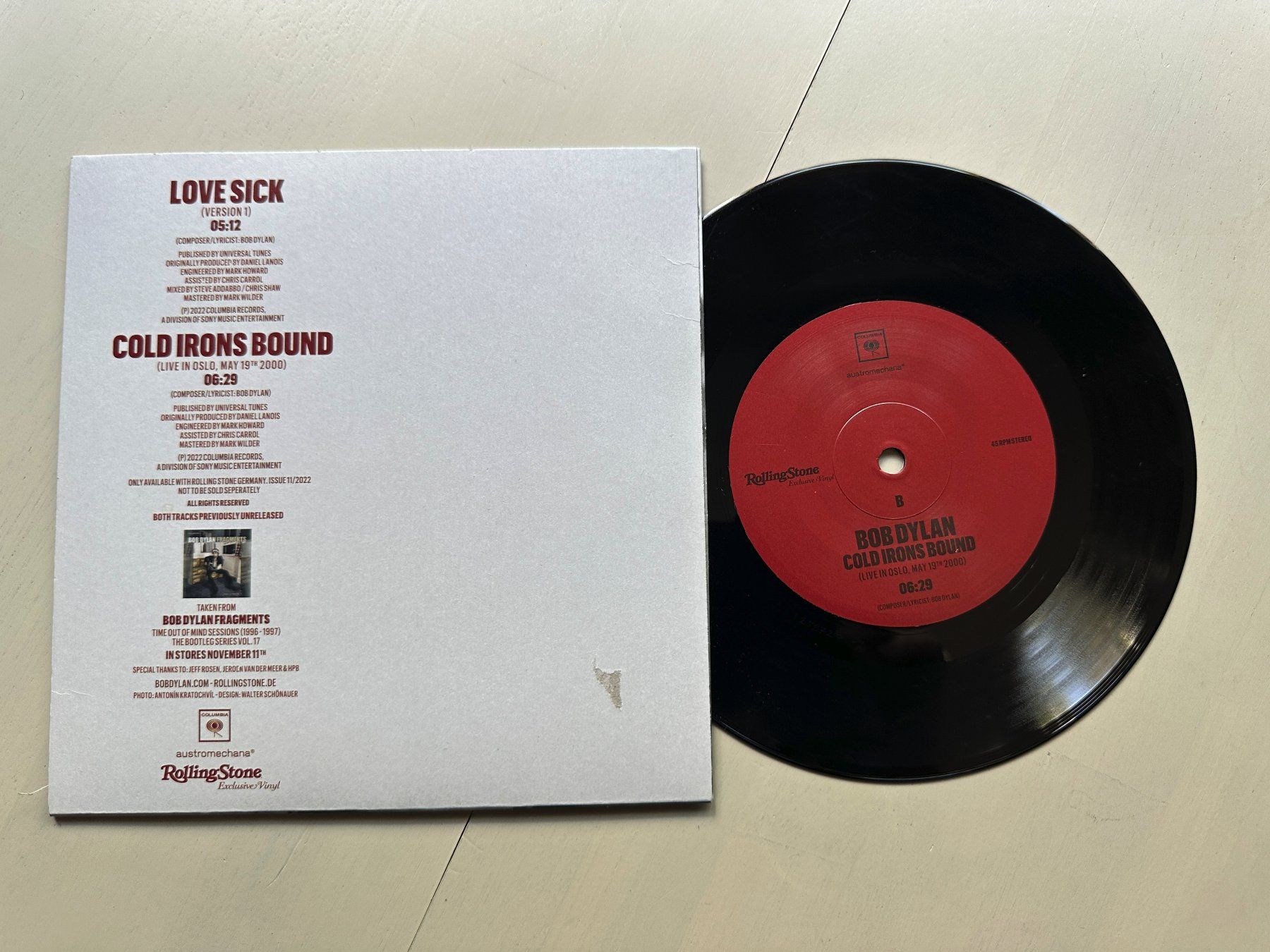 Schallplatten: BOB DYLAN tolle Single Love sick Kult Top Folk – Gebraucht aus Basel von Partridge 1