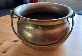 altes Messing - Kesseli, Ø 17 cm, H. 12 cm