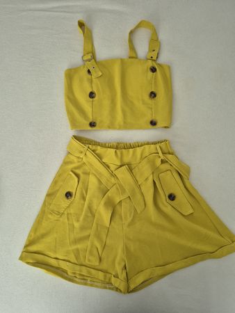 Ensemble top et short jaune moutarde d'été - Taille S