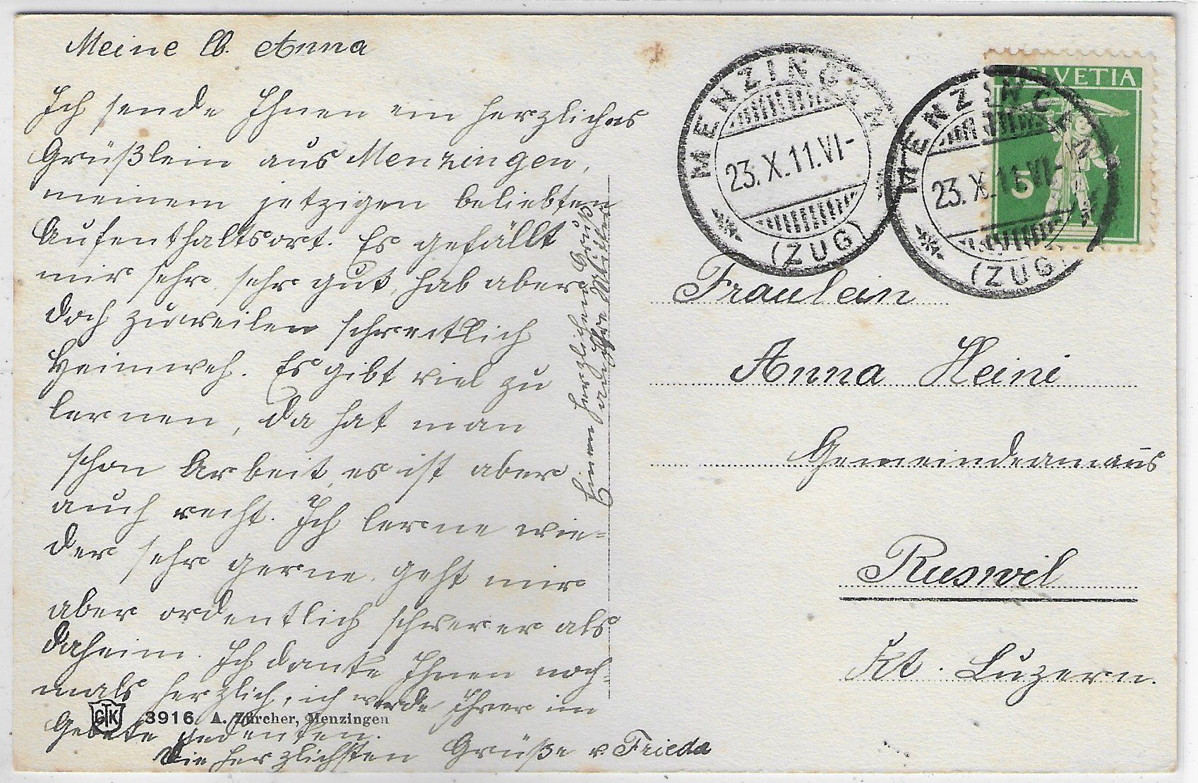 Cartoline postali: Menzingen - Institut u. Lehrerinnen-Seminar – Usato da Ettingen venduto da Kartenplanet 1