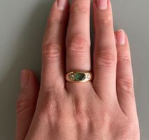 Bague or jaune 14k émeraude et diamants