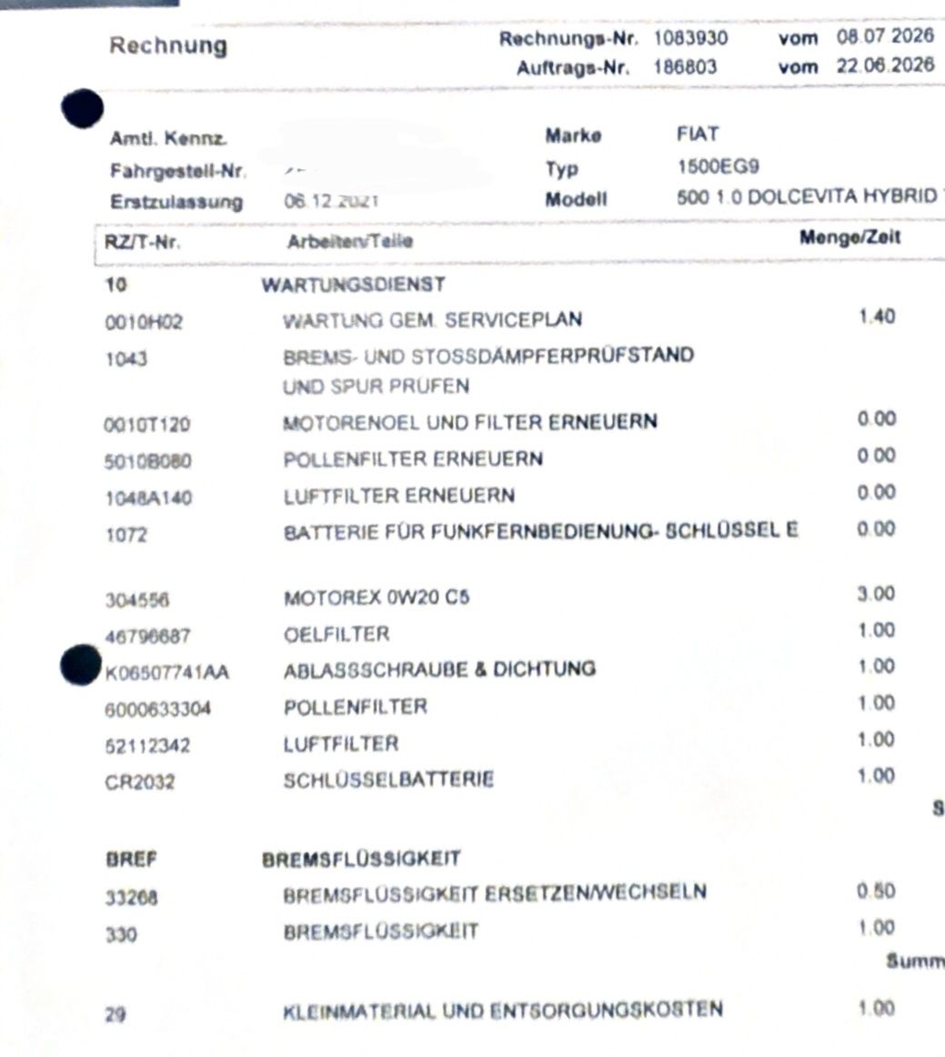 Fiat Autos: Fiat 500 Hybrid/Benzin – Gebraucht aus Zürich von hug_x9j8 7