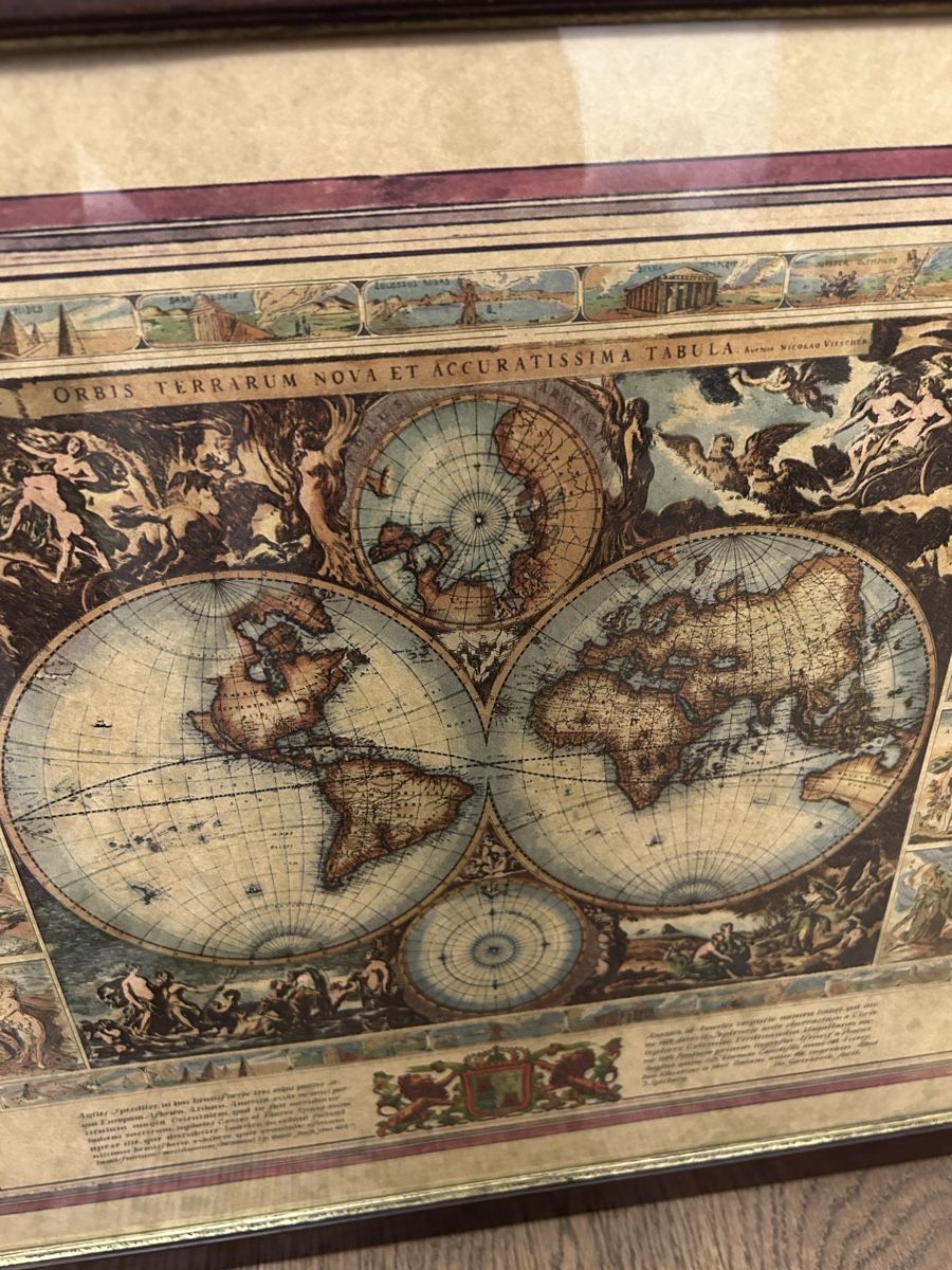 Poster & Bilder: Two Framed Antique Style World Maps, Decorative Prints – Gebraucht aus Zürich von gabriel_128 5